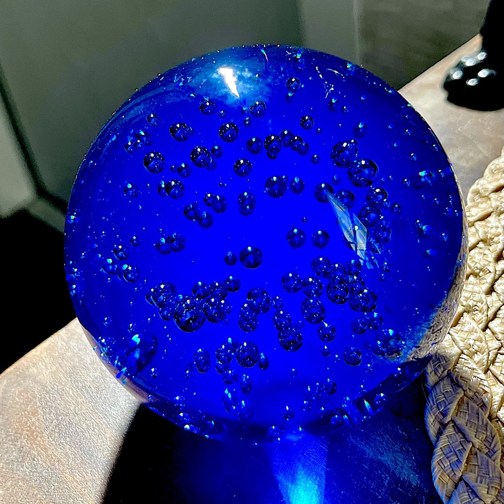 Estate Sale Vintage Dark Blue Galaxy Universe Bubble Style Gorgeous Paperweight.
